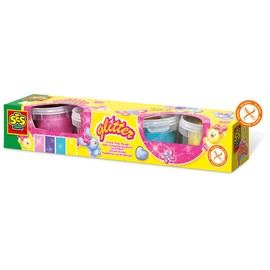 SES 466 Glitzer Knetset Knetmasse, BlauPinkViolettGelb