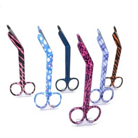 Set of 6 Assorted Pattern Nurse Doctor EMT Lister Bandage Scissors 5.5" (14cm), Stainless Steel, Premium Quality-Ideal Gift (Set 6)