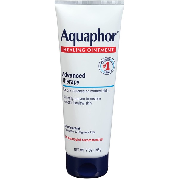 Aquaphor Healing Ointment, Dry Skin Moisturizer for Hands, Heels, Elbows, Lips, Fragnance Free, 7 Oz