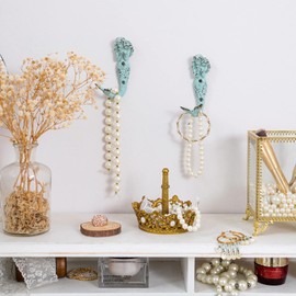 SOFFEE DESIGN 2pcs Mermaid Shape Metal Wall Coat Hooks, Farmhouse Decoration Wall Mounted Hanging Racks Coat Hooks for Keys, Towels, Clothes, Scarf, Bag