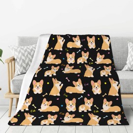 Cute Corgi Throw Blanket Cozy Fluffy Plush Blanket Soft Flannel Throw Blanket for Kids Men Women Gift Sofa Bed Couch 80"x60"