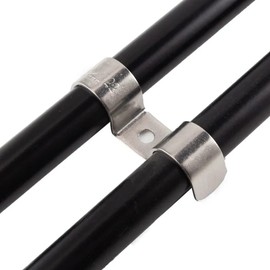 Stainless Steel Double Line Clamp, JruiZhp 5Pcs Silvery Double Fuel Line Hose Clamps Hose Clips, for Brake, Fuel Lines and Tubes, With Mounting Screws