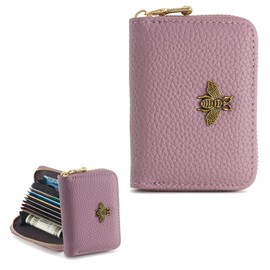 QIUTIMIY Credit Card Holder Women Zipper Card Cases Wallet,Purple