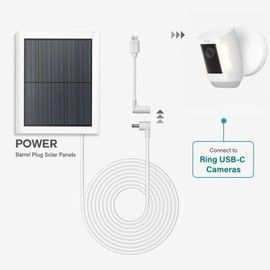 xsdtech Adaptador Ring Barrel Plug a USB-C para paneles solares de enchufe de barril y cámaras USB-C, negro I para panel solar (1ª generación), panel supersolar, stick Up Cam Pro, Spotlight Cam Plus,