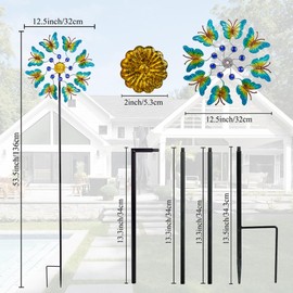 Viveta 2Pack Garden Wind Spinners,Outdoor Metal Butterfly Wind Sculpture, Windmill Wind Spinner for Outdoor Yard Patio Lawn & Garden,12.5''Dia