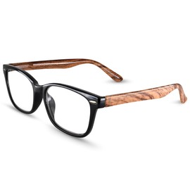 Black Wood Tone Reading Glasses Men & Women with Unique Style & Sturdy Made - Strong Spring Hinge Readers for Women & Men - Trendy for all Face Shapes High End Fashion Reading Glasses - Cheaters 1.5