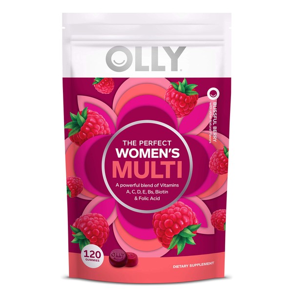 OLLY Women's Multivitamin Gummy, Vitamins A, D, C, E, Biotin, Folic Acid, Berry Flavor, 60-Day Supply - 120 Count
