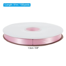PATIKIL 5/8"x100Yard Polyester Satin Ribbon, Single Faced Grosgrain Ribbon Solid Fabric Ribbon for Crafts Wedding Party Gift Wrapping, Pink