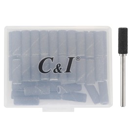 C & I Nail Drill Bits 50pcs Mini Sanding Bands & 1pc Mini Mandrel Acrylic Gel Nails Remove Fake Nails Shaping Cuticle & Nail Prep Function Nail Supplies for Nail Techs (180 Fine-F,Black)