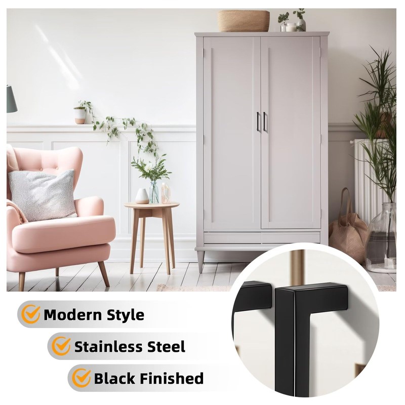 Gobrico 10 Pack Matte Black Cabinet Handles 5" Cabinet Pulls,