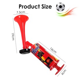 Cerioll Fanfare Air Pressure, Airhorn, Football Tool, Stadium Horn, Air-Powered Horn, Signal Horn with Pump, Compressed Air Fanfare for Sports, Handball, Football, Red