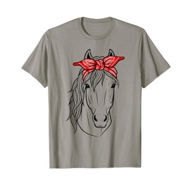 Funny Horse Lovers Tee | Red Bandana Print for Girls & Women T-Shirt