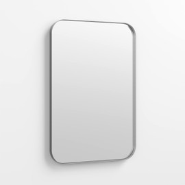 Better Bevel 20" x 30" Silver Metal Framed Mirror | Rectangle Bathroom Wall Mirror | Rounded Corner