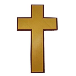 Plastic Cross Solid Crucifix Christian Burgundy Gold