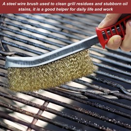 Brass Brush Grill, Pack of 3 Grill Brush, Brass, Wire Brush, Brass, Small Wire Brushes with Bristles Made of Stainless Steel Brass and Nylon, for Cleaning Welding Slag and Rust and Grill Residues