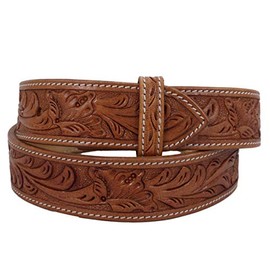 Thor Equine Western Belt Floral Tooled Without Buckle Cowboy Cowgirl Nature, natural