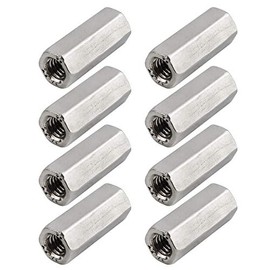 TOPPROS Pack of 8 M5 X 0.8-Pitch 20mm Length Hex Width 8mm Metric Hex Coupling Nut 304 Stainless Steel Rod Coupling Nuts