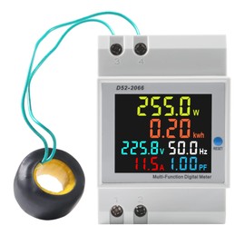 Electricity Single Phase Energy Meter Tester Electricity Usage Monitor AC 250V-450V AC 0-100A Ampermeter Power Voltmeter Ammeter Voltage Amps Watt Kwh Frequency Power Factor Multimeter - External CT
