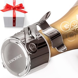 LUSCIOUZ 2024 Summer Release, Side Mountable, Champagne Stopper & Wine Stopper, Wine Stopper, Gift Packaging, Wine Lovers, Restaurants, Gift (Silver)
