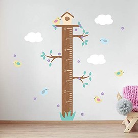 Growth Chart Wall Decals Trunk and Birds - Rooms and Stickers