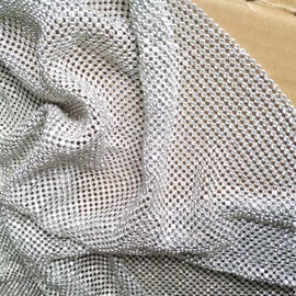 Creativesugar Craft Material Metal Rhinestone mesh Fabric cuttable for Clothing Bag Making Party Decorations (Silver Rhinestone)