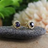 Blue Sapphire September Birthstone and White Cubic Zirconia Stud Earrings