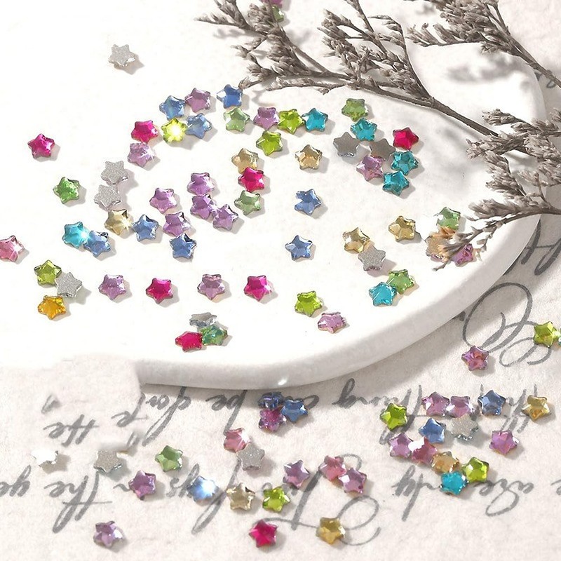 YBGGJO ネイルパーツ 星 立体 3D 150個セット カラフル キラキラ 大きさの混合 スター