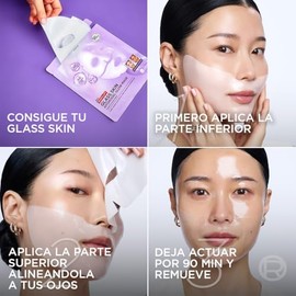 L'Oréal Paris Revitalift Ácido Hialurónico, Glass Skin Mascarilla de Hidrogel con Centella Asiática, Efecto glow en 90 Minutos, Hidratación Profunda y