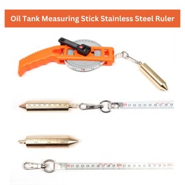 Oil Tank Gauging Tape,Oil Tank Measuring Stick Stainless Steel Ruler w/Laser Engraving Tape,Depth Explosion Proof Tape Fuel Measuring Stick with Brass Plumb Bobs in Metric Inch Tape (20M-66FT)