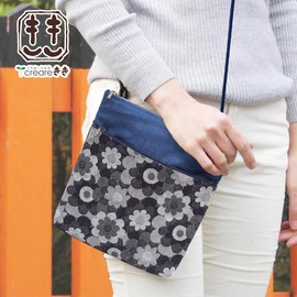 Creareki Made in Japan Shoulder Bag for Women Crossbody Lightweight Okayama Denim Margaret Mother Birthday Gift DJ-111mus, Navy×blue