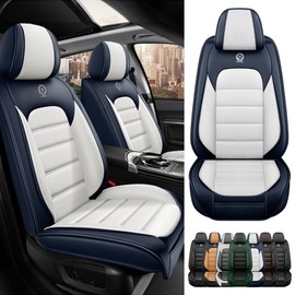 Cscevt 2 Seat Covers for Subaru XV Crosstrek 2013-2023 Leather Car Seat Covers Waterproof Soft Car Seat Protectors Comfort Automotive Seat Covers with Airbag（Standard,White+Blue）
