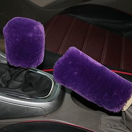 Car Handbrake Cover Gear Shift Knob Cover Warm Plush Set 2Pcs Set Soft Fluffy Auto Gear Shift Knob Cover Handbrake Grip Cover