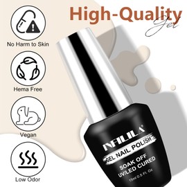 NXJ INFILILA Brown Gel Nail Polish, 15ml 0.51oz Cream Brown Gel Polish, Hema Free Light Brown Gel Nail Polish, Soak Off UV Gel Nail Manicure DIY Gift for Women Girls
