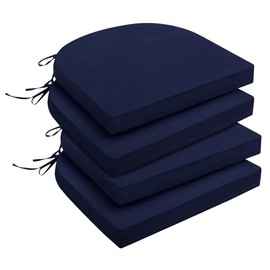 downluxe - Juego de 4 cojines para sillas de exterior para muebles de patio, cojines resistentes al agua para sillas de patio con lazos,...