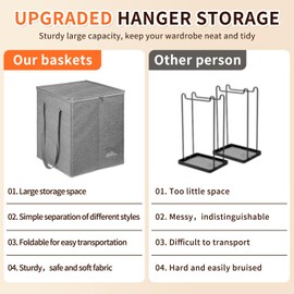 BOHEMIABY Clothes Hanger Organizer-Hard Shell Hanger Storage with Dust Lid, Large Hanger Storage Organizer with Separator Keep Hangers Tidy, Sturdy Handle and Label Window to Transportation