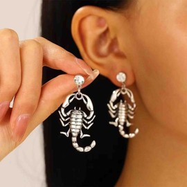 Vacaonio Gothic Gold Scorpion Earrings CZ Scorpion Dangle Earrings Crystal Scorpion Stud Earrings Animal Scorpion Statement Earrings Jewelry for Women