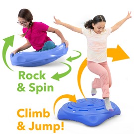 Simplay3 Rock and Spin Sensory XL Wobble Disk Climbing Dome for Toddlers and Kids Rocking and Climbing, Indoor/Outdoor Periwinkle Blue, 1 Pack, Ages 2-12 Years