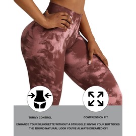 FITELITE Seamless Leggings for Women, Scrunch Butt Lifting Leggings, Tie Dye Print Workout Gym Yoga Pants, High Waisted Athletic Leggings