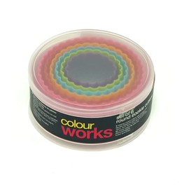 Colourworks Plastic Plain and Fluted Round Cookie Cutters, Multi-Colour, Set of Six
