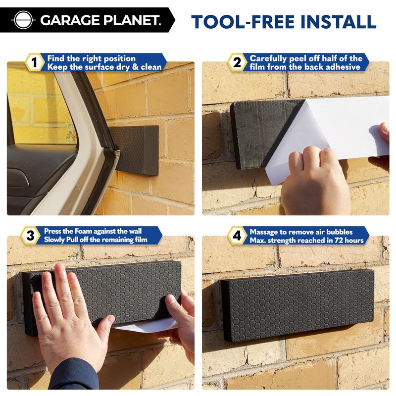 Garage Planet WP01 Garage Wall Protector Car Door Protector, Tool-Free,