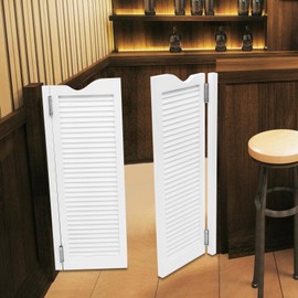 Undercat Swinging Door Cafe Doors Pine Wood Partition Door Saloon Doors for Hallway Porch Kitchen Bar Pub Entrance Partition, 31.89 * 42.13 in, White