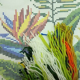 Tropics. Needlepoint Kit. Throw Pillow 16×16 Inches. Printed Tapestry Canvas, European Quality