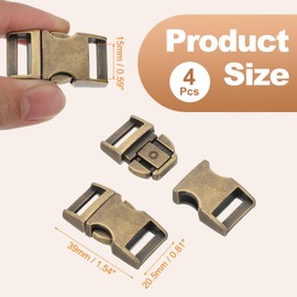 PATIKIL Quick Side Release Buckle 25mm, 4Pcs Metal Buckles Replacement No Sewing Snaps Clips Clasps for Backpack Straps Fanny Pack Webbing Dog Collars, Bronze