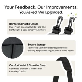 FifthStart Multiuse Cleaning Caddy w/Waist & Shoulder Strap - 9 Pockets Tote Bag for Housekeeping Gardening Fishing Bathroom Organizer Adjustable Compartments, Black Large Caddy Organizer with Handle