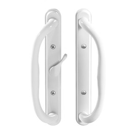 G.A.S Hardware 10" Olympus Sliding Patio Glass Door Center Latch Position White Pull Handle Set Replacement - fits 3 ¹⁵/₁₆ inches Hole Spacing, and 1-1/4" to 2-1/4" Door Thickness
