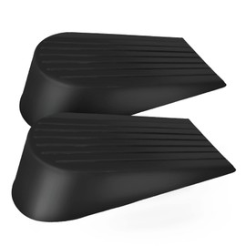 Extra Large Rubber Door Stoppers - Heavy Duty Door Stop Wedge, Jumbo Flexible Door Holder - Black 2 Pack - Non Marking Anti Slip Jammer