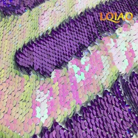 1 Yard Iridescent White Lavender Sequin Fabric Mermaid Reversible Shimmer Sequin Fabric by The Yard Wedding/Pillow Cover/Dress Home DIY
