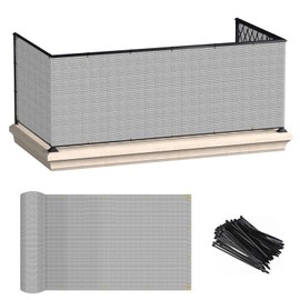 ECOOPTS 3'x120' Balcony Privacy Fence Screen with Zip Ties, Outdoor UV Protection Fence Cover for Balcony Porch Patio Deck Yard (Grey)