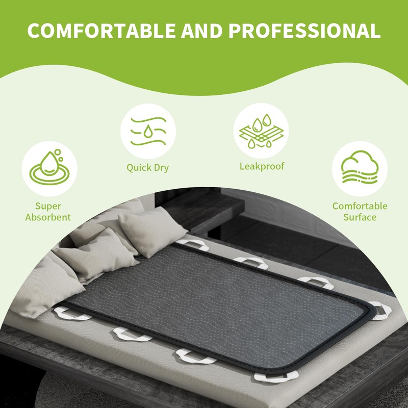 MILDPLUS Washable Bed Pads with 10 Sturdy Handles 40”×72” Extra