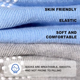 ELUTONG 12 Pairs Toddler Socks with Grips Anti Skid Sticky Crew Socks Infant Kids Baby Grip Socks for Boys Girls